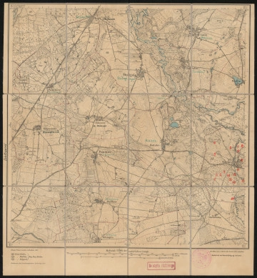 drukowana mapa 607 Bulgrin II - Ujęcie z przodu; Mapę 607 Bulgrin II wydano w 1889, a dodrukowano w 1924 roku. Obejmuje obszar w pobliżu miejscowości Bulgrin, Kreis Belgard, Reg. Bez. Köslin, Prov. Pommern, dziś Białogórzyno, pow. białogardzki, woj. zachodniopomorskie, Polska. Jest jednym z czterech zachowanych egzemplarzy arkusza przedwojennej mapy topograficznej oznaczonego godłem 607, zawierającym dane o lokalizacji obiektów i ich nazw w zasobie archiwalnym Flurnamen Sammlung. Na drukowanej mapie ręcznie naniesiono warstwę z numeracją obiektów fizjograficznych odnoszących się do miejscowości: Kl. Satspe, dziś Zaspy Małe.