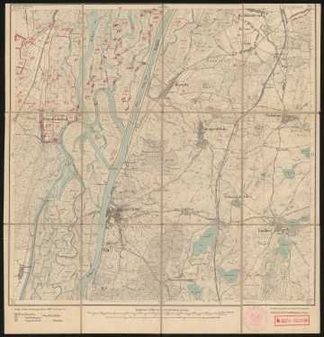 drukowana mapa 1405 Fiddichow II - Ujęcie z przodu; Mapę 1405 Fiddichow II opracowano i wydano w 1888, a dodrukowano w 1921 roku. Obejmuje obszar w pobliżu miejscowości Fiddichow, Kreis Greifenhagen, Reg. Bez. Stettin, Prov. Pommern, dziś Widuchowa, pow. gryfiński, woj. zachodniopomorskie, Polska. Jest jedynym zachowanym egzemplarzem arkusza przedwojennej mapy topograficznej oznaczonego godłem 1405, zawierającym dane o lokalizacji obiektów i ich nazw w zasobie archiwalnym Flurnamen Sammlung. Na drukowanej mapie ręcznie naniesiono warstwę z numeracją obiektów fizjograficznych odnoszących się do miejscowości: Gartz a. Oder, Friedrichsthal (obie dziś Niemcy); Fiddichow, dziś Widuchowa.