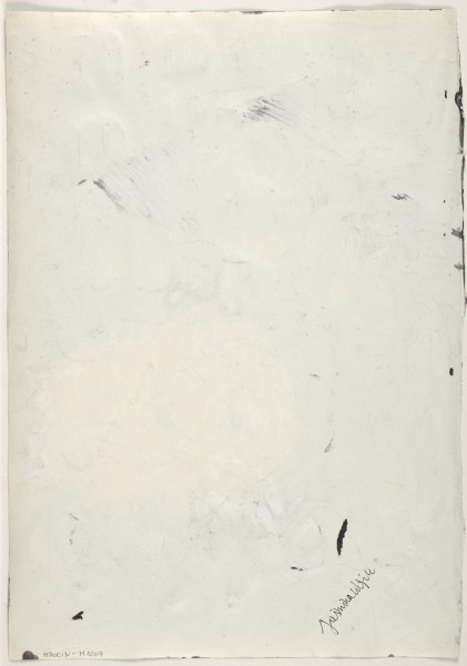 Rysunek utrzymany w tonacji czarno-biało-szarej. Wszystkie elementy rysowane są w sposób uproszczony, ekspresyjny i z charakterystycznymi dla artystki zniekształceniami. Kompozycja zbudowana jest kontrastowo – bardzo ciemna z bardzo jasną partią centralną, co przywodzi na myśl oświetloną scenę. Praca ukazuje podwórze - w tle widoczne jest naroże dwóch kamienic i bramę o półokrągłym nadprożu. Na środku, w jasnej części rysunku widoczna jest postać nagiej, klęczącej kobiety trzymającej w ustach stopę dziecka, które unosi w rękach. Obie postaci narysowane są schematycznie, ich czarny kontur bez wypełnienia odcina się od jasnego tła. Dookoła kobiety i dziecka widać tłum stojących ludzi, ubranych na ciemno, o ciemnoszarych twarzach i rękach. Te postaci narysowane są także w uproszczony sposób, jednak przedstawione gesty i układ twarzy (otwarte usta, uniesione dłonie, zasłanianie rękami twarzy lub ust) wskazują na zaszokowanie, przerażenie i konsternację na widok rozgrywających się wydarzeń.