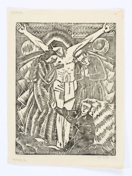 Chrystus Ukrzyżowany. Opis analogicznie jak R/6983/ML, i R/5937/ML
sygn. kredką pod ryc. l.: Odbijałem w Lublinie 1927 r. ; p.: L. Kobierski