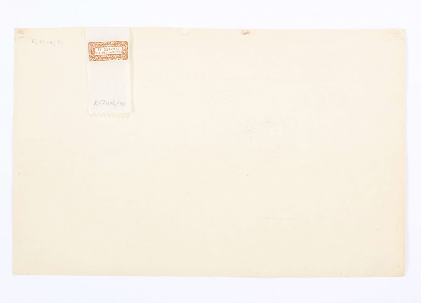 Scena figuralna nawiązująca do sztuki ludowej Podhala przedstawiająca grupę przedstawionych w rzędzie górali. Pierwszy z prawej z szablą w prawej dłoni, lewa uniesiona ponad głową, nogi w wykroku. Ubrany w ciemną sukmanę, za nim pięciu mężczyzn w góralskich strojach, w ich dłoniach strzelby. Mężczyźni w zróżnicowanych, niespokojnych pozach. Kompozycja zdominowana silnymi kontrastami bieli i czerni.
sygn. oł. pod ryc.p.: Wł. Skoczylas