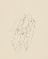 ilustracja - Rysunek na kremowym półtransparentnym papierze, konturowy, przedstawiający kobietę - ustawioną w trzech czwartych - z jednym dzieckiem na lewym ręku i trójką dzieci u dołu, wyciągających do niej do góry ręce - na jednym z nich, środkowym, kobieta kładzie prawą rękę. Na szyi kobiety widoczne palce dziecka przez nią trzymanego - obejmuje ono ją od tyłu. Na twarzy kobiety zarysowane jedynie usta (?), brak innych elementów twarzy, a przedstawienie urywa się w górnej części głowy. Głowy dzieci nie mają żadnych elementów poza konturowym obrysem samych okrągłych głów, reszta sylwetek także przedstawiono nieszczegółowo (bardziej szczegółowo potraktowane jedynie pośladki dwójki dzieci na dole czy pępek dziecka na ręce). Kobieta w obszernych szatach. Zza prawego ramienia kobiety - zatem po lewej w kompozycji - wystaje zbliżony do trójkąta, ale obły, element stroju (jeśli jest to część obszernej szaty) lub samej postaci (jeśli jest to np. skrzydło).