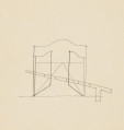 ilustracja - Rysunek tuszem na półtransparentnym papierze koloru kremowego: konturowe, narysowane niewieloma liniami, przedstawienie otwartych drzwi (?), za którymi widoczna jest droga ku horyzontowi. Na pierwszym planie półotwarty szlaban kolejowy.
