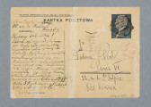 List na karcie pocztowej napisany na pustej części karty i na części przy danych pocztowych. Słabo widoczna okrągła pieczątka na treści. Na rewersie nadrukowany znaczek pocztowy, niewielka pozostałość po oderwanym znaczku, trzy okrągłe pieczątki pocztowe (fragment jednej z nich oderwany wraz ze znaczkiem); nadruki - m.in.: „TELEFON USPRAWNIA ŻYCIE, ZBLIŻA I PRZYŚPIESZA!”. Nad danymi adresata obliczenia zapisane ołówkiem.
Z treści: Mój Drogi! I nam było b. nieprzyjemnie Twój artykuł usunąć. Uczyniliśmy to w ostatniej chwili. Było to 30-go. Nastrój był tego rodzaju, iż uznano artykuł za niewskazany. Nie chodziło o tezę, lecz uczuciowe do niej podejście. Ponadto na naszą decyzję miał wpływ fakt, iż w tymże numerze była fotografia z własnoręcznym podpisem. […]