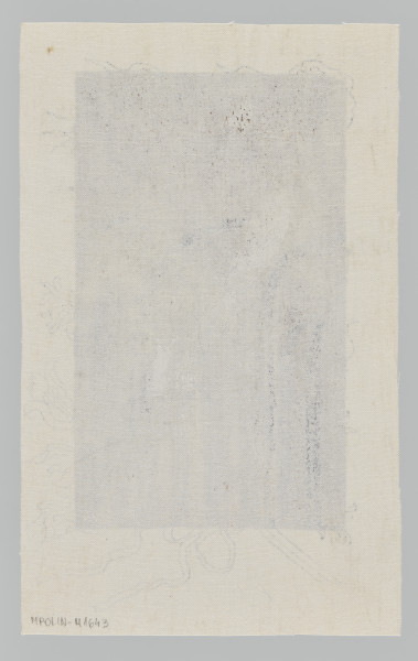 ilustracja - Przedstawienie konturowe dużych kwiatów, widocznych u góry i u dołu kompozycji (dolne przewiązane wstążką), na tle czarnego prostokąta, w którego środkowej części widnieje napis: ,,Do umarłej''. Poza prostokątem tło - niepomalowane płótno. Wewnątrz czarnego prostokąta linie rysunku i liter białe, linie niewielkich części kompozycji wykraczających poza krawędzie prostokąta - czarne.Spod czarnego tła prześwituje brązowa farba oraz szkic ołówkiem.