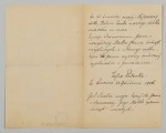 Fragment listu pisany czarnym atramentem, bez koperty.	Zapisana jedna strona czarnym atramentem, pismem pochlonym w prawą stronę, czytelnym. Papier listowy w linie-prążki
