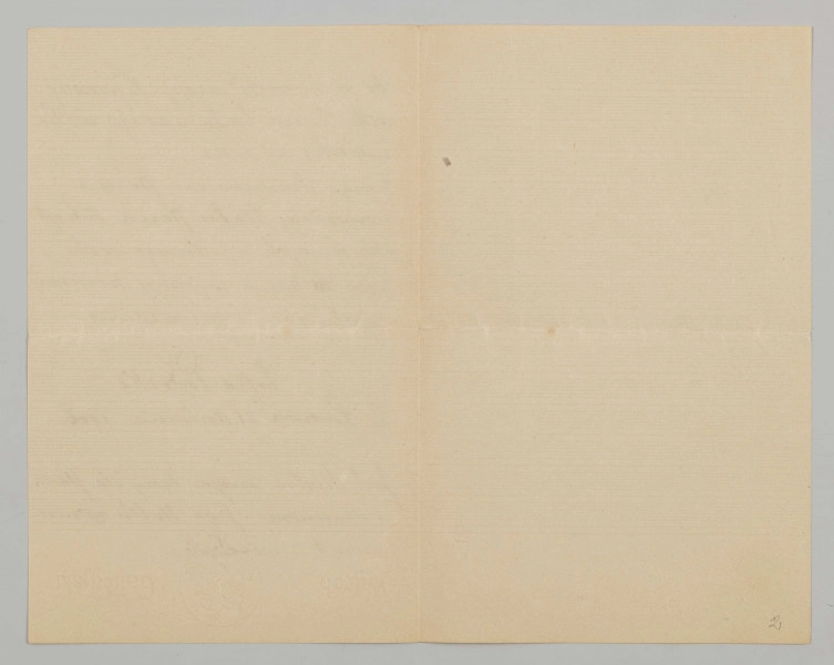 Fragment listu pisany czarnym atramentem, bez koperty.	Zapisana jedna strona czarnym atramentem, pismem pochlonym w prawą stronę, czytelnym. Papier listowy w linie-prążki

