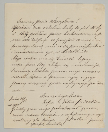List sporządzony na papierze gładkim, cienkim, pisany czarnym atramentem, pismem czytelnym, pochylonym w prawą stronę. Zapisana jedna strona kartki.

