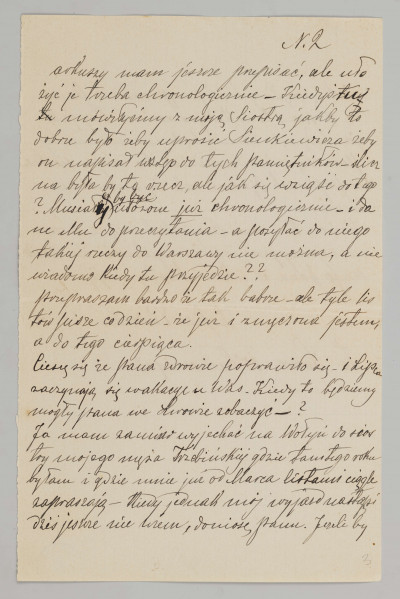 List sporządzony na czterech kartach pokratkowanego papieru, trzecia kartka pojedyncza. Napisany czarnym atramentem - lekko wyblakłym - pismem czytelnym, pochylonym w prawą stronę z charakterystycznym daszkiem na literkami `d` i `ł`. Na str. 1, 4, 5 dopiski nad tekstem oraz drobne poprawki i skreślenia.
