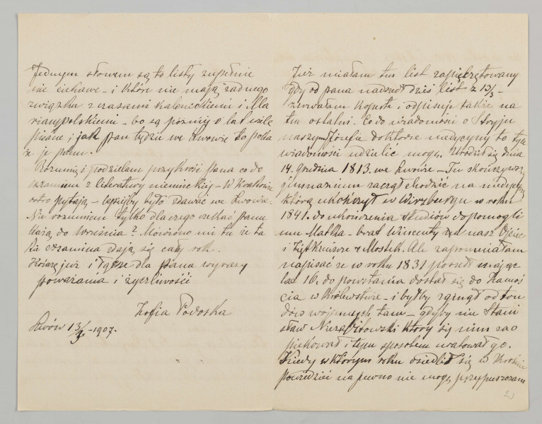 List  sporządzony na 5 stronach składa się z dóch części (pierwsza liczy 3 strony, a druga 2), pisany czarnym atramentem, pismem czytelnym, pochylonym w prawą stronę.
