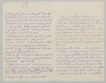 List na papierze w kratkę, liczy 2 kartki, 4 strony zapisane pismem czytelnym, pochylonym w prawą stronę, niebieskim atramentem, charakterystyczny dazek nad literą `d`, podkreślone wyrazy na ostatniej stronie listu.
