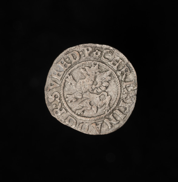 witen (1/192 talara) - awers; ukoronowany gryf zwrócony w lewo. W otoku tytulatura: CHRISTINA D G R SVE ET DV P (Krystyna z łaski Bożej królowa Szwecji i księżna Pomorza).