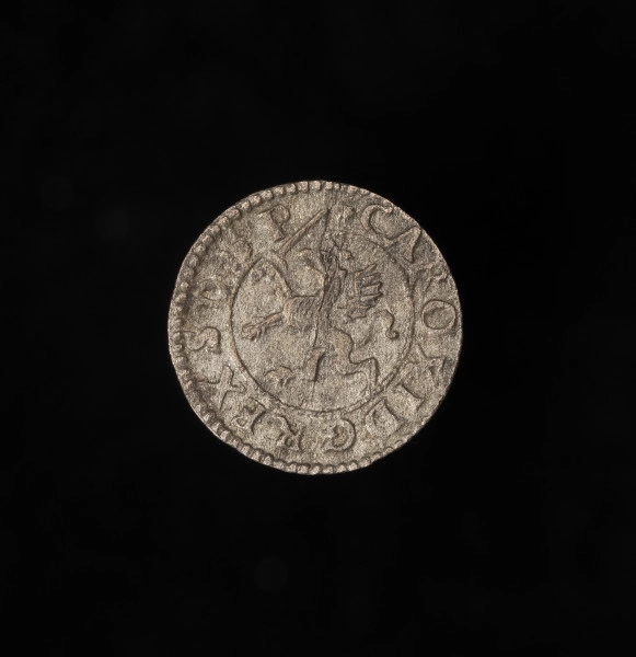 witen (1/192 talara) - awers; srebrna moneta, ukoronowany gryf zwrócony w lewo, w łapie uniesiony miecz. W otoku tytulatura: CARO XI D G REX S D S P (Karol XI z łaski Bożej król Szwecji, książę szczecińsko-pomorski).