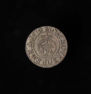 witen (1/192 talara) - rewers; w środkowym jabłko królewskie z krzyżem w środku wartość 192. W otoku napis: IN IEHOVA SORS MEA (W Bogu mój los).
