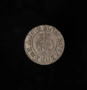 witen (1/192 talara) - rewers; w środkowym jabłko królewskie z krzyżem w środku wartość 192. W otoku napis: IN IEHOVA SORS MEA (W Bogu mój los).