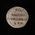 szeląg (1/48 talara) - rewers; srebrna moneta, poziomy napis: 48/EINER/THALER/1761/ LFK. Otok kreseczkowy.