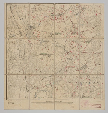 drukowana mapa 866 Moratz I - Ujęcie z przodu; Mapę 866 Moratz I opracowano i wydano w 1889, a dodrukowano w 1919 roku. Obejmuje obszar w pobliżu miejscowości Moratz, Kreis Cammin, Reg. Bez. Stettin, Prov. Pommern, dziś Kamień Pomorski, pow. kamieński, woj. zachodniopomorskie, Polska. Na drukowanej mapie ręcznie naniesiono warstwę z numeracją obiektów fizjograficznych odnoszących się do miejscowości: Holzhagen, dziś Leszczno; Moratz, dziś Moracz; Baumgarten, dziś Włodzisław; Klötzin, dziś Kłodzino; Drewitz, dziś Drzewica; Rackitt, dziś Rokita; Zarnglaff, dziś Czarnogłowy; Böck, dziś Skalin; Radduhn, dziś Raduń; Prust, dziś Pruszcz; Wendisch Pribbernow, dziś Przybiernów; Dummadel, dziś Tąpadły; Neklatz, dziś Niekładź; Lübsow, dziś Lubieszewo; Lerche, dziś Skowrony; Rottnow, dziś Buk; Schwanteshagen, dziś Świętoszewo; Trechel, dziś Trzechel; Siegelkow, dziś Żychlikowo; Kantreck, dziś Łożnica; Rothenfier, dziś Czermnica.