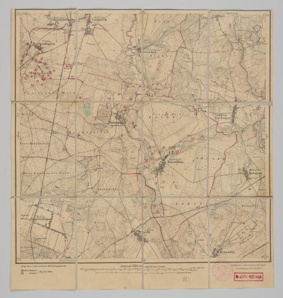 drukowana mapa 963 Basenthin II - Ujęcie z przodu; Mapę 963 Basenthin II opracowano i wydano w 1889, a dodrukowano w 1891 roku. Obejmuje obszar w pobliżu miejscowości Basenthin, Kreis Cammin, Reg. Bez. Stettin, Prov. Pommern, dziś Bodzęcin, pow. goleniowski, woj. zachodniopomorskie, Polska. 
Na drukowanej mapie ręcznie naniesiono warstwę z numeracją obiektów fizjograficznych odnoszących się do miejscowości: Lüttmannshagen, dziś Budziszewice; Cantreck, dziś Łożnica; Dischenhagen, dziś Dzisna; Bewerdick, dziś Żółwia Sobieszewo; Harmsdorf, dziś Niewiadowo; Basenthin, dziś Bodzęcin.