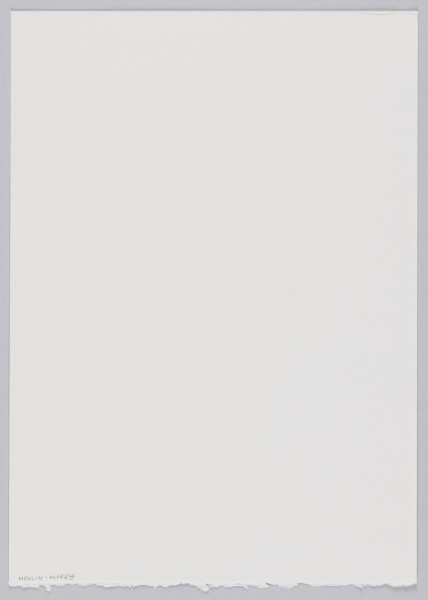 odbitka graficzna - Grafika przedstawia grupę stojących niewielkich postaci z biegnącym nad nimi czarnym człowiekiem w kapeluszu. Przedstawienie wpisane w prostokątną ramkę stojącą na dłuższym boku.